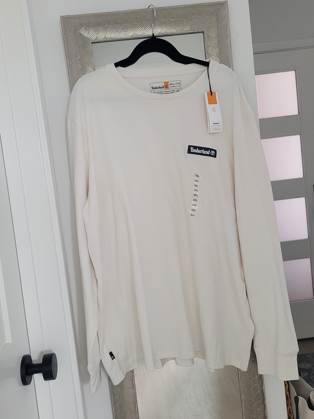Timberland Men’s Cream Long-Sleeve Logo Tee #001